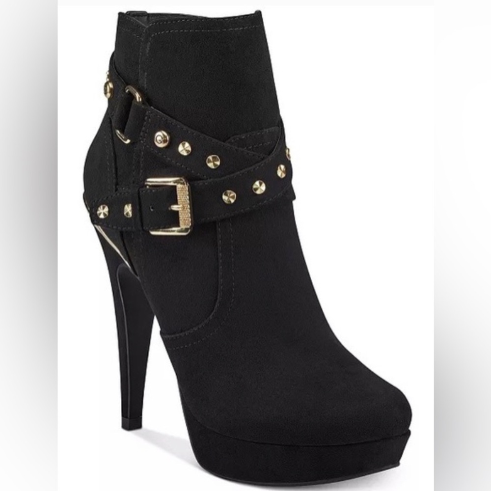 G By Guess Deeka Heeled Ankle Boots Womens 7 Faux Suede Platform Stiletto